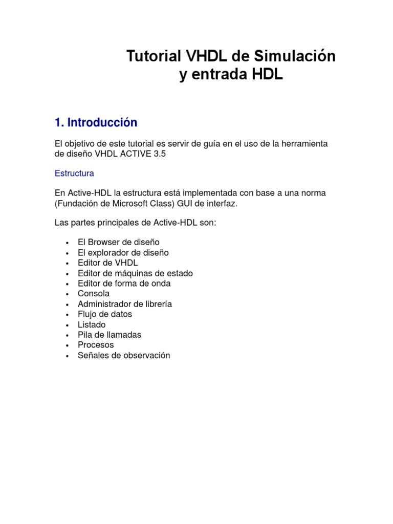 Tutorial VHDL de Simulación y Entrada HDL | PDF | Vhdl | Ventana ...