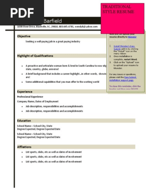 Traditional Resume Style