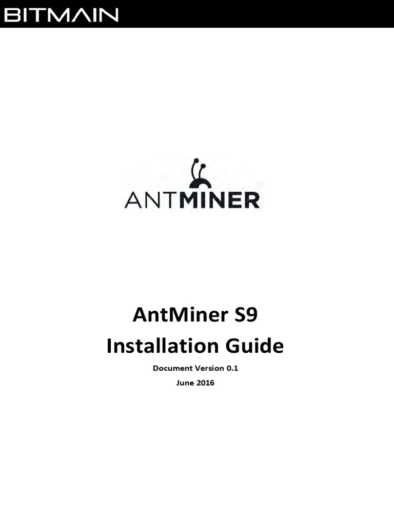 AntMiner S9 Installation Guide PDF License Ip Address