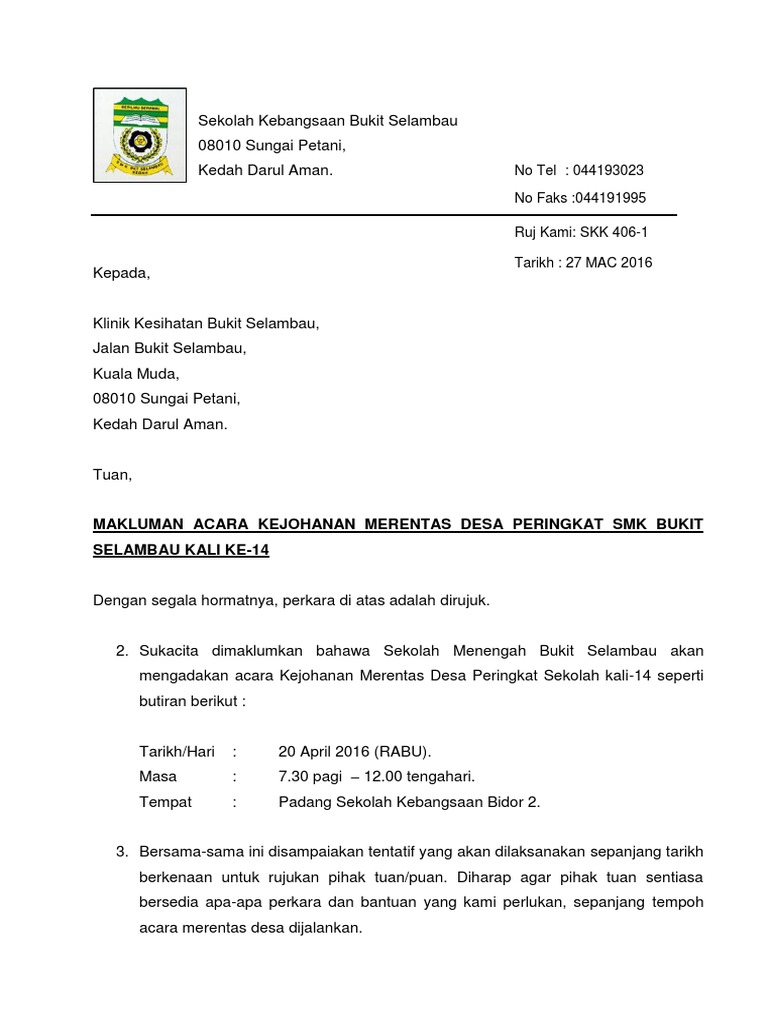 Makluman KKM Bukit Selambau | PDF