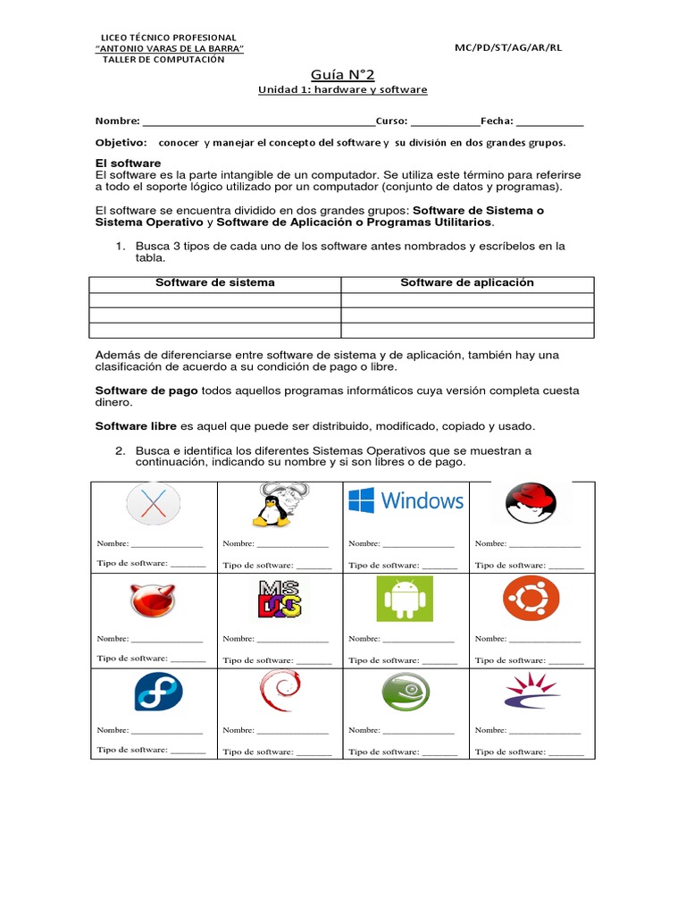 Guia n2 - Software y Hardware | PDF | Periférico | Hardware de la ...