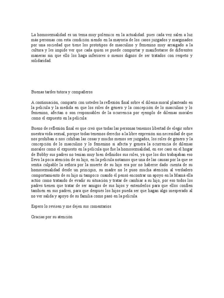 La Homosexualidad Es Un Tema Muy Polémico en La Actualidad