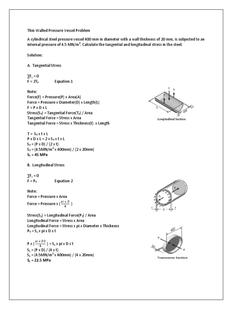 Thin Walled Pressure Vessel Problem | PDF