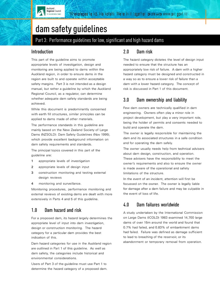 TP109 Dam Safety Guidelines Part 3 (1auckland City Council) PDF Dam
