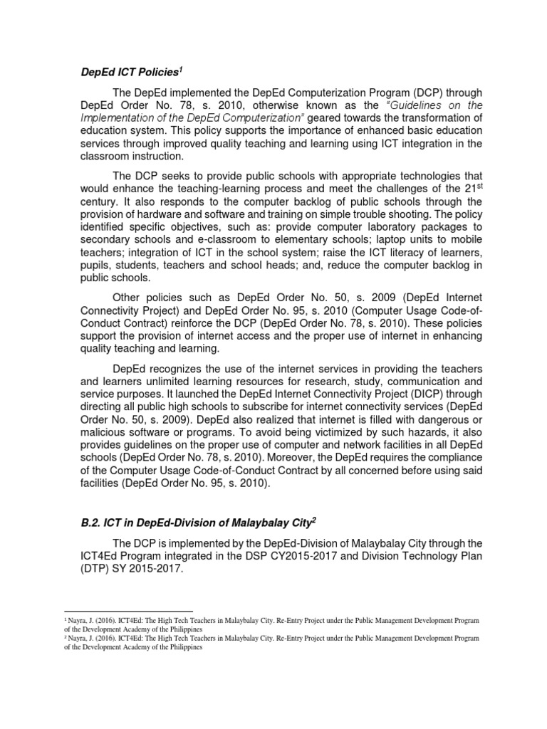 DepEd ICT Integration Policies Overview | PDF | Educational Technology ...