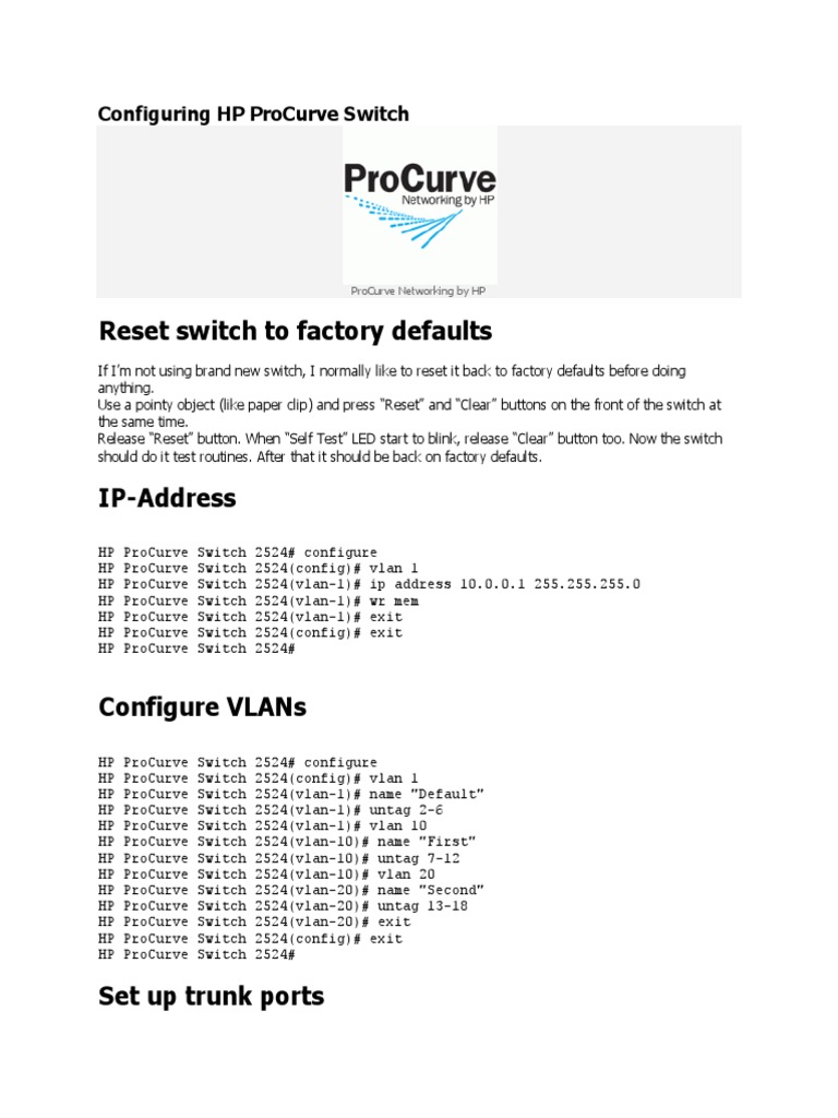 A Comprehensive Guide to Configuring an HP ProCurve Switch 2524 from