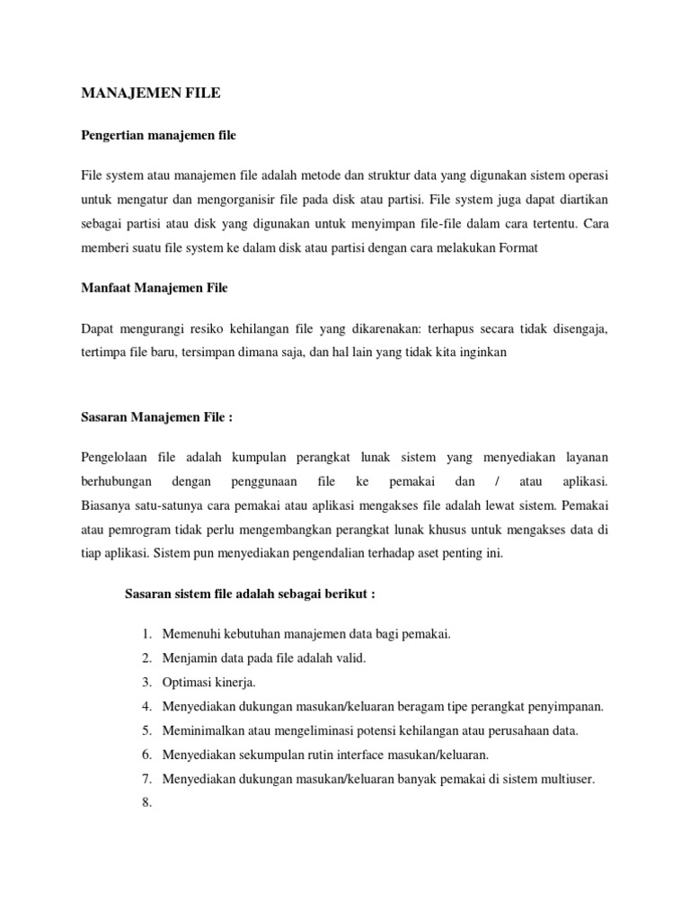 Pengelolaan dan Manfaat Manajemen File | PDF | Komputer