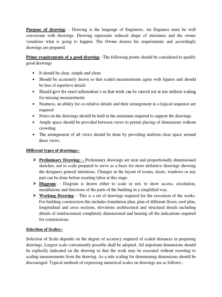 Purpose of Drawing Drawing Is The Language of Engineers. An Engineer Must Be Well PDF Nature