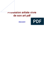 Profession Artiste Vivre de Son Art PDF