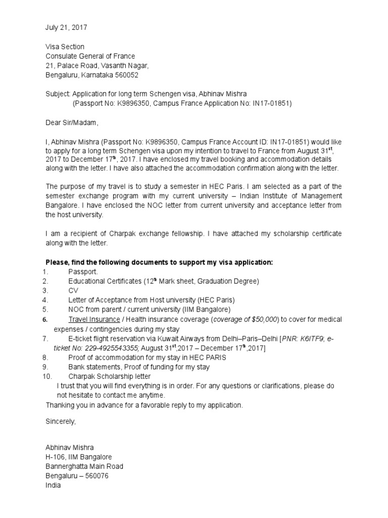 Campus France  Cover Letter  PDF