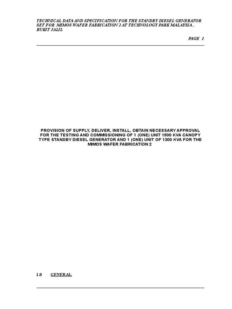 GenSet Specification and Technical Data Information | PDF | Home ...