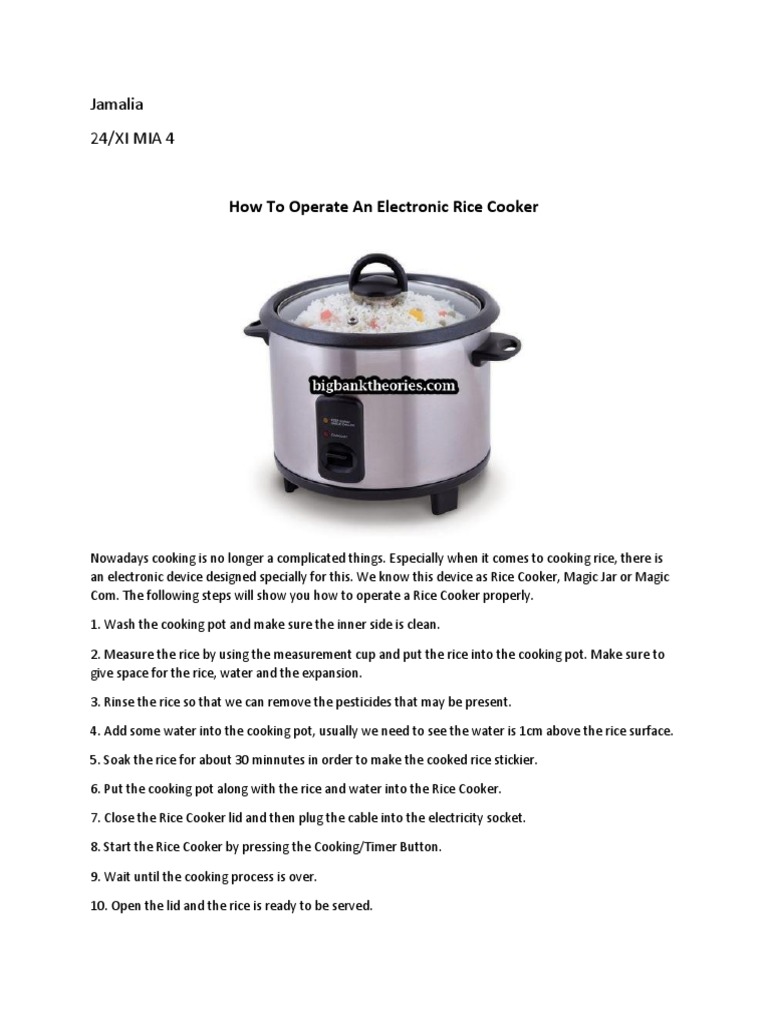Operating Instructions for Rice Cookers | PDF | Cooking, Food & Wine