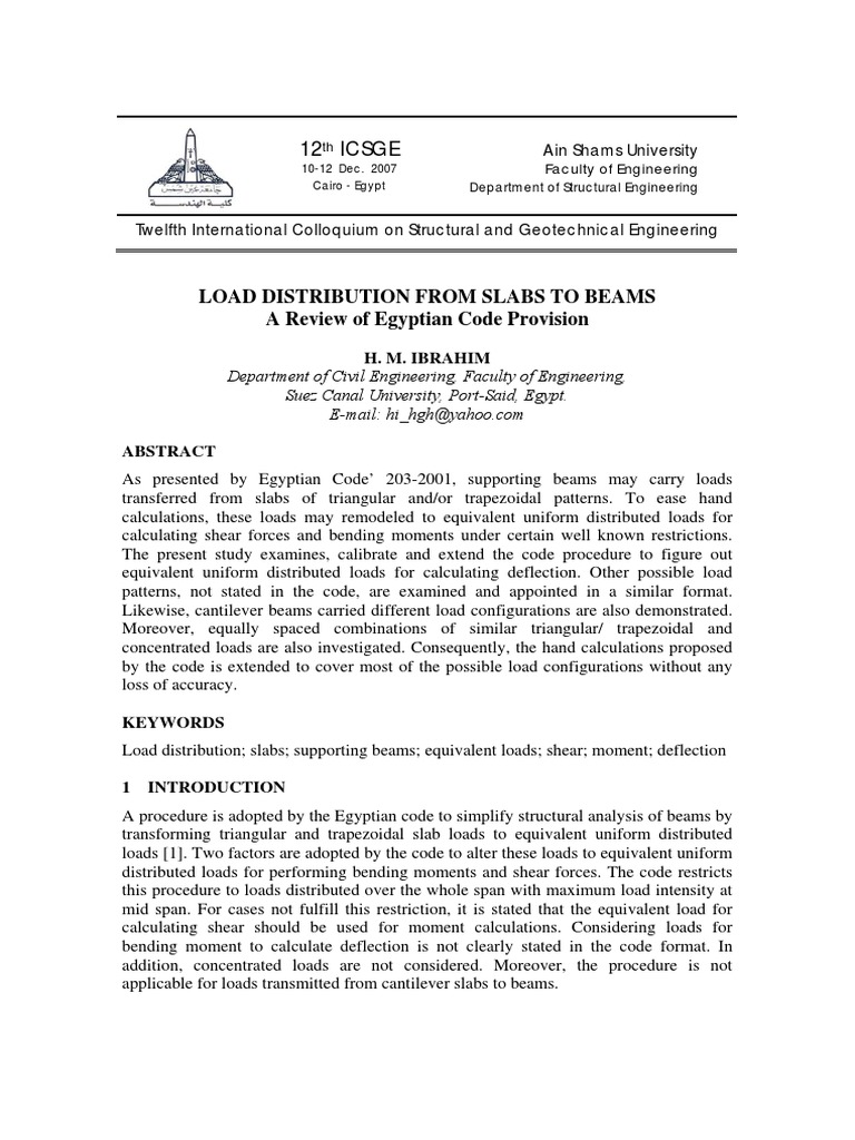 Load Distribution in Slabs to Beams | PDF