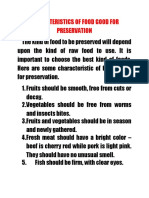 Characteristics of Food Good for Preservation