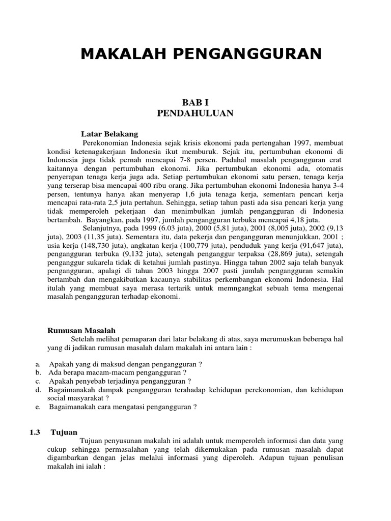 Makalah Pengangguran
