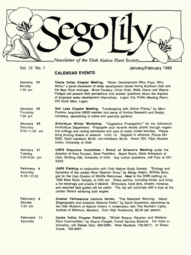 1989 Utah Native Plant Society Annual Compliations | PDF | Bud | Leaf