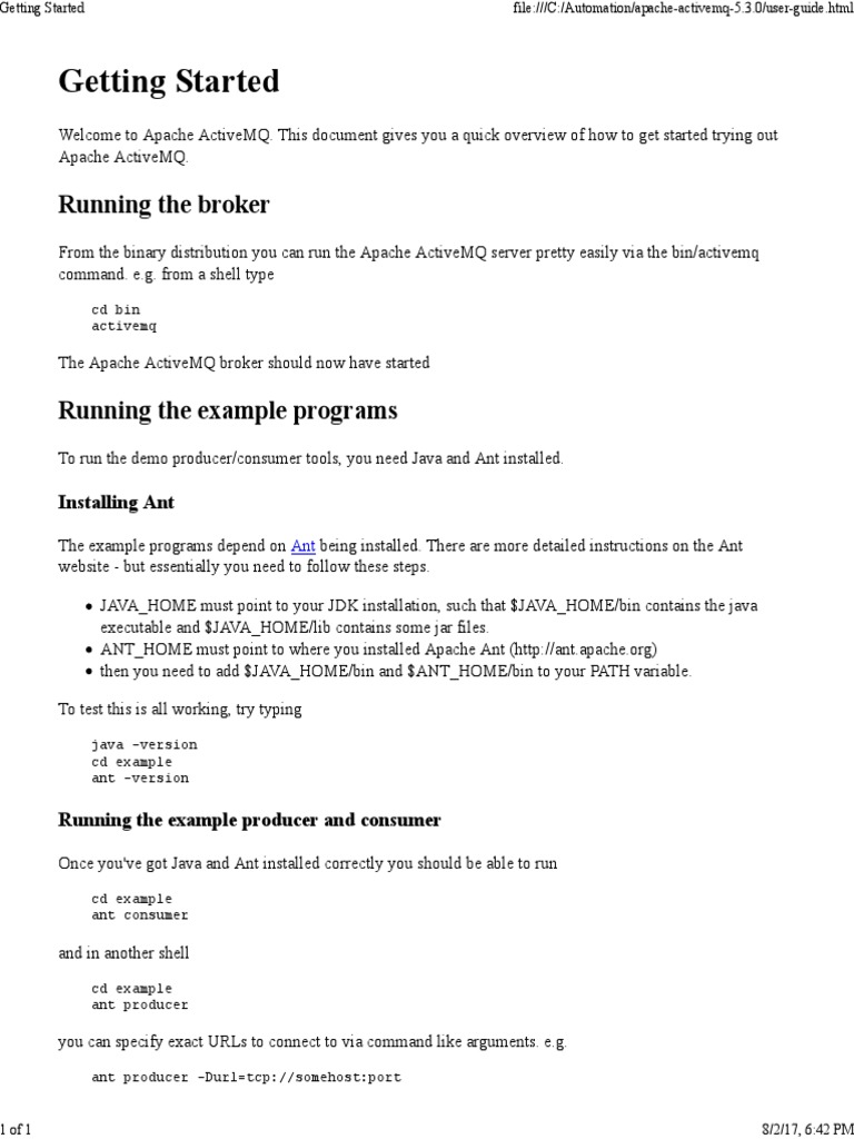 Quick Start Guide for ActiveMQ | PDF | Technology & Engineering