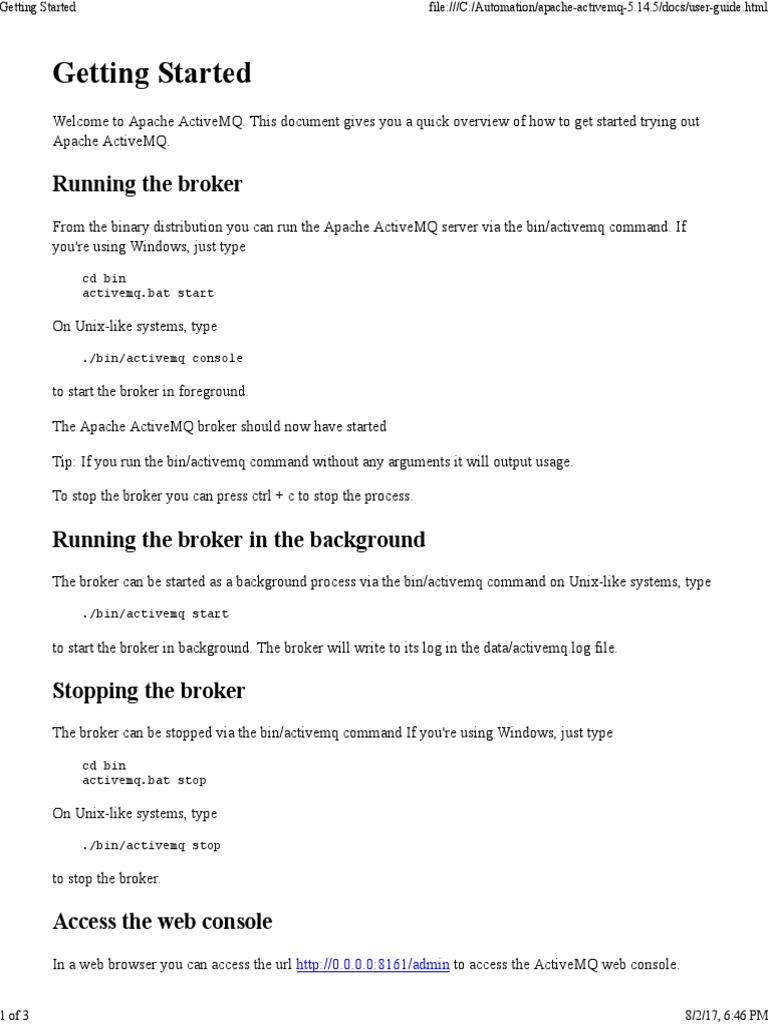 ActiveMQ 5.14.5 Quick Start Guide | PDF | Command Line Interface ...