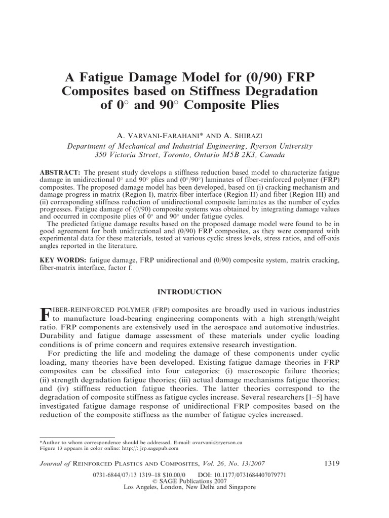 Fatigue Damage Model for (0/90) FRP Composites | PDF | Fatigue ...