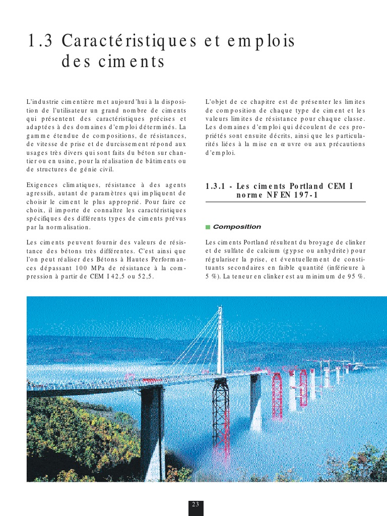 Caractéristiques et types de ciments | PDF | Mortier (matériau) | Ciment