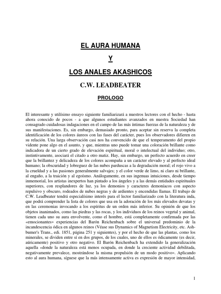 C W Leadbeater Aura Humana y Anales Akashicos PDF Existencia