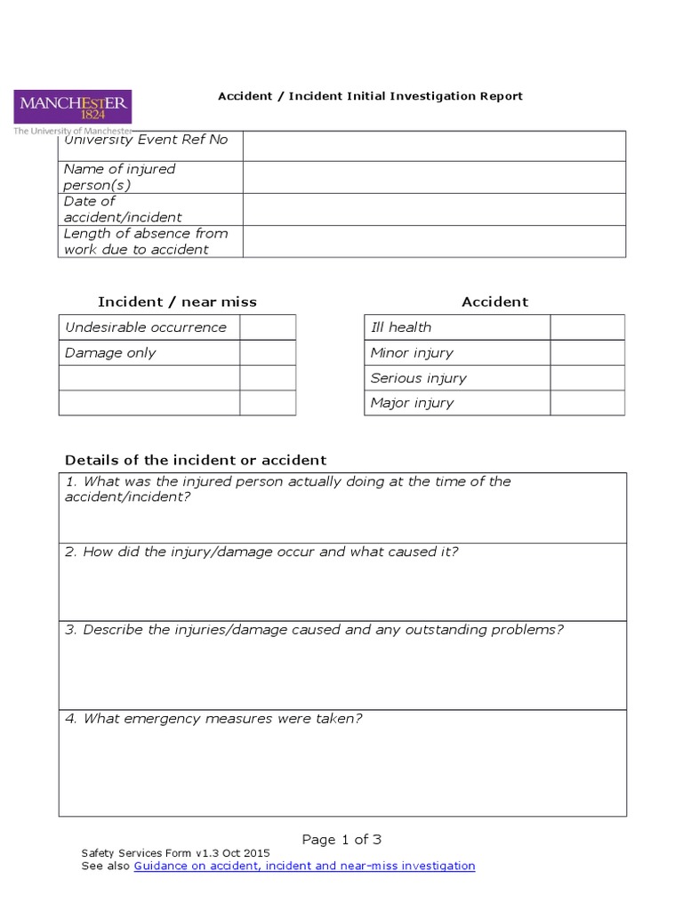 Accident Incident Investigation Report | PDF | Risk | Occupational ...