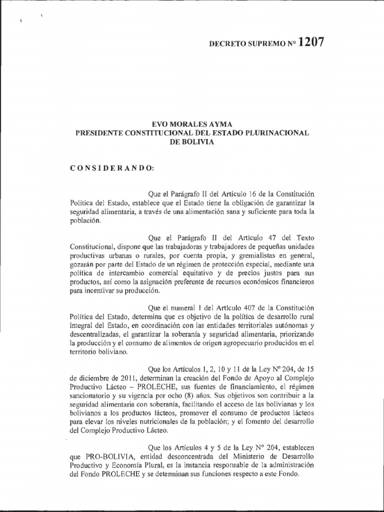 Decreto Supremo 1207 | PDF