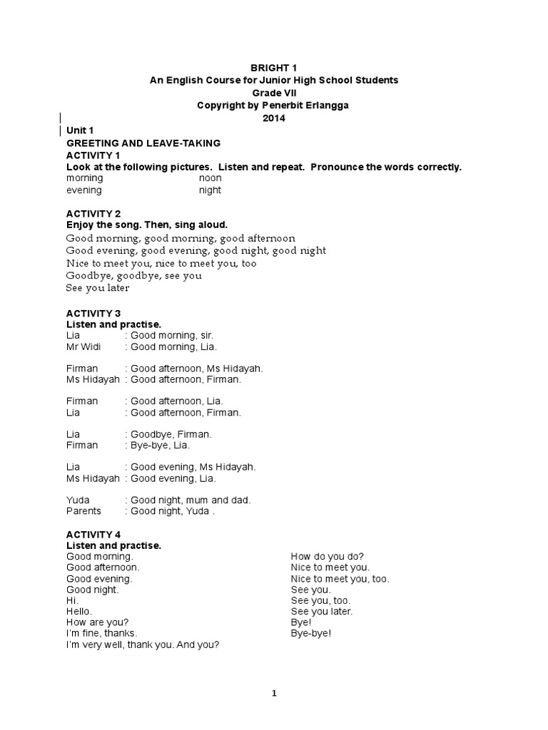 Listening Script Bright 1 | PDF | Lunch | Foods