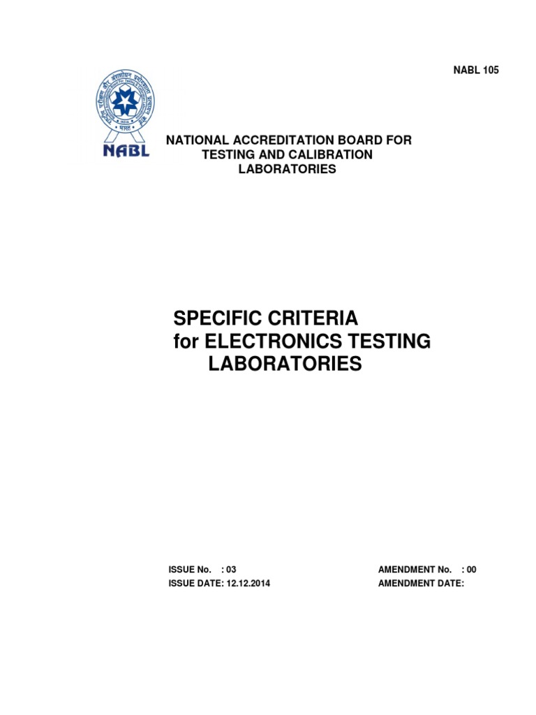 NABL 103 Doc Chemical Testing Laboratory PDF Electrical Engineering