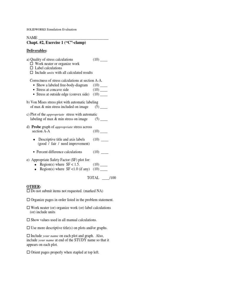 Analysis of Stress Calculations and Safety Factor Plots for a CClamp