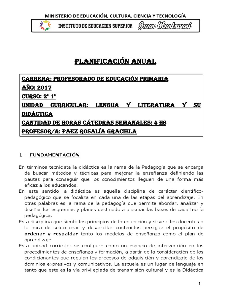 Didáctica de Lengua y Literatura Primaria | PDF | Educación primaria ...