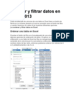 Ordenar y Filtrar Datos en Excel 2013