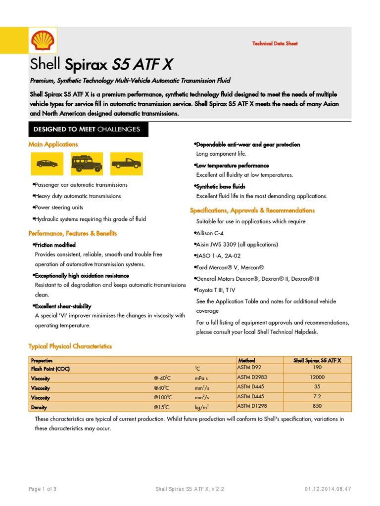 Shell Spirax S5 Atf X Motor Oil Automotive Industry