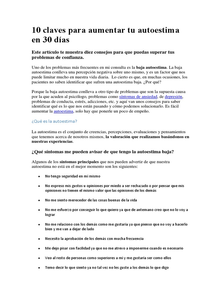 10 Claves para Mejorar tu Autoestima | PDF | Autoestima | Meditación