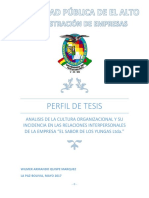 Perfil de Tesis Cultura Organizacional