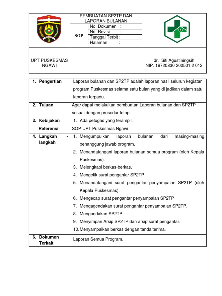 Pembuatan Laporan SP2TP Puskesmas | PDF | Pengelolaan Keuangan & Uang