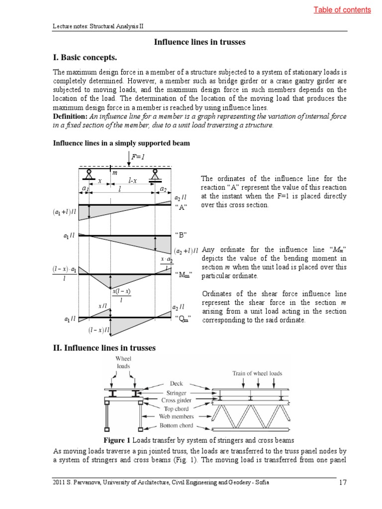Influence Lines in Trusses Explained | PDF | Truss | Bending