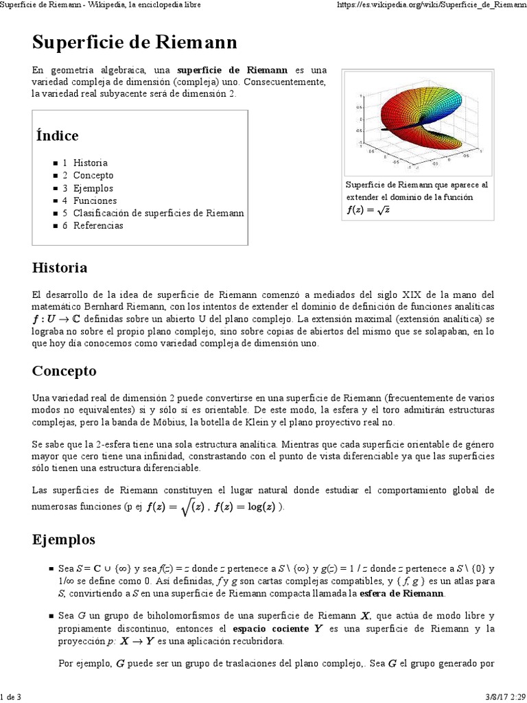 Superficie de Riemann PDF Formas geométricas Topología