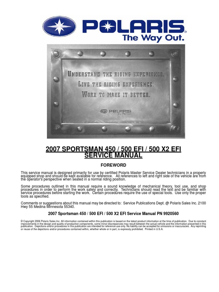 2007 Sportsman Service Manual PDF | PDF | Suspension (Vehicle