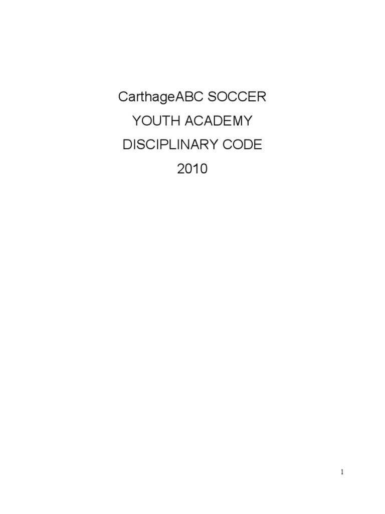 CarthageABC Soccer Youth Academy Disciplinary Code | PDF | Social ...