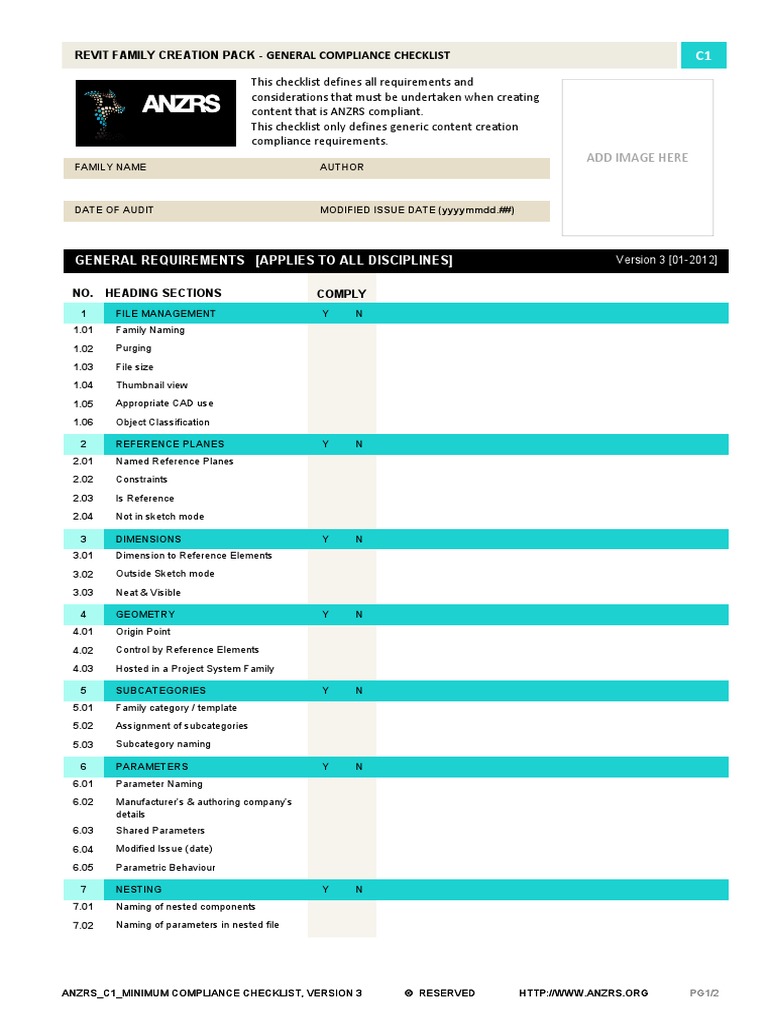ANZRS V3 01-2012 Checklists 4f1c1cb16d929 | PDF | Autodesk Revit ...