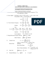 Formula Sheet For M.S. Comprehensive Examination in Physical Electronics A. Electromagnetic Fields and Transmission Lines