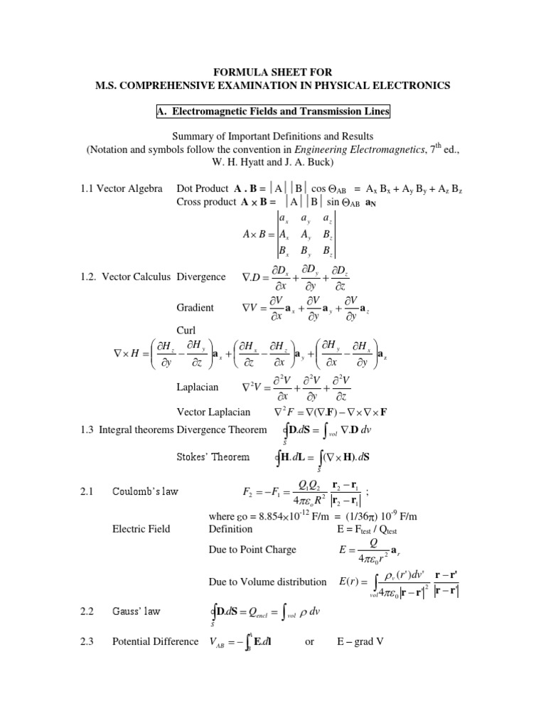 Electronics Formulas for Exams | PDF