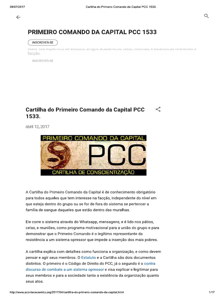 PCC 1533, dados confiáveis em espanhol e em inglês