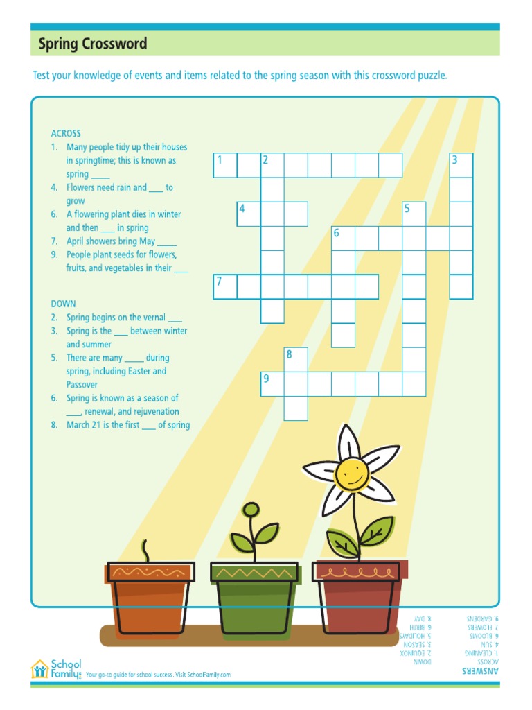 Spring Crossword Puzzle Printable