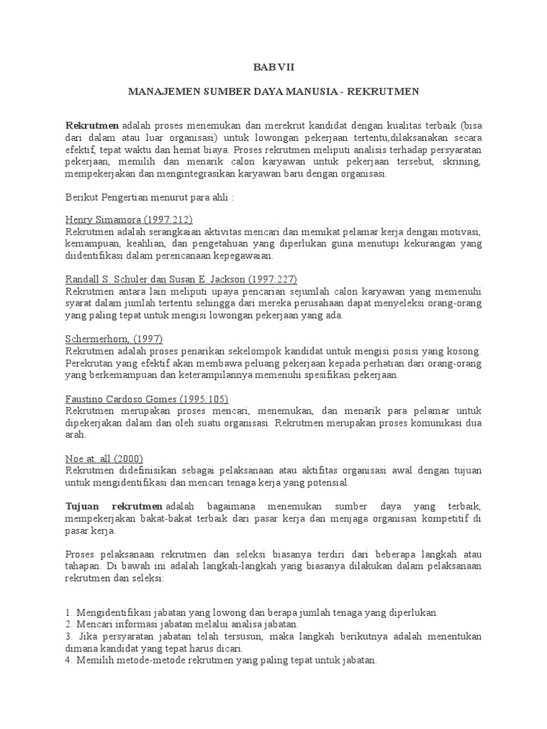 Proses Rekrutmen Sumber Daya Manusia | PDF