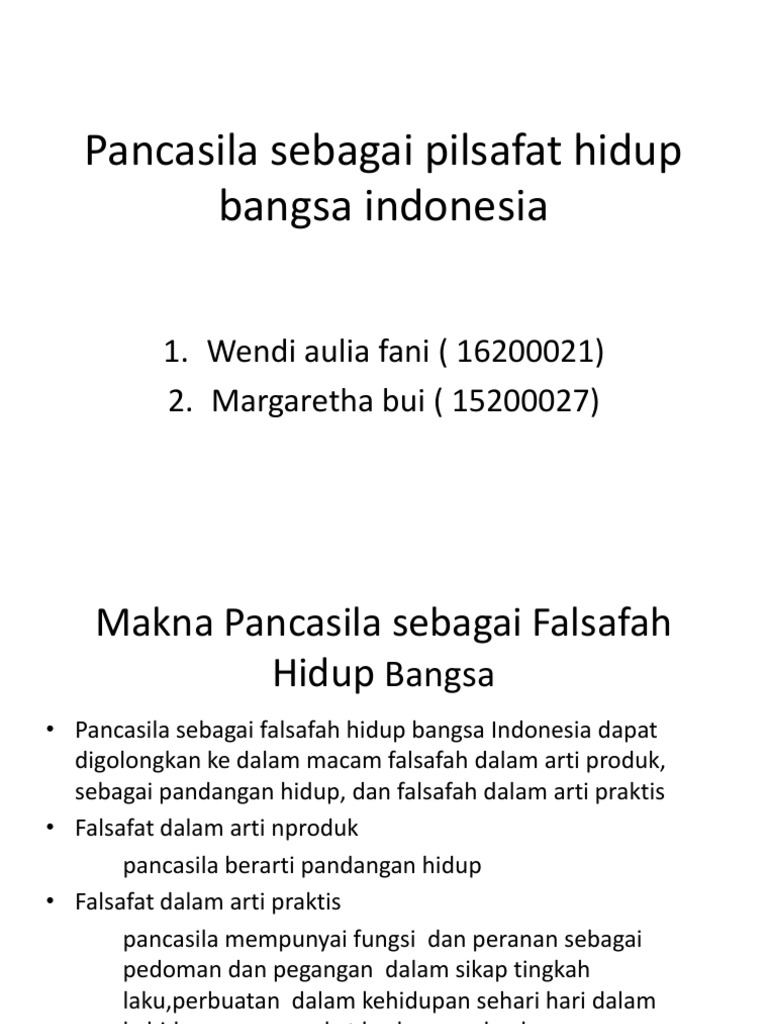 Pancasila Sebagai Pilsafat Hidup Bangsa Indonesia Pdf