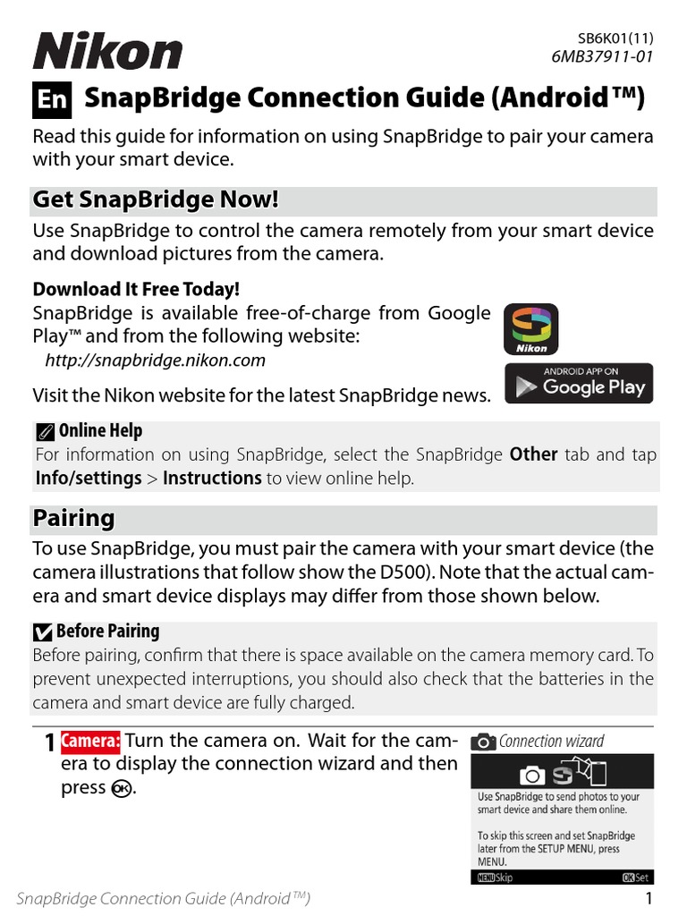 Snapbridge Connection Guide (Android) : Get Snapbridge Now! Get ...