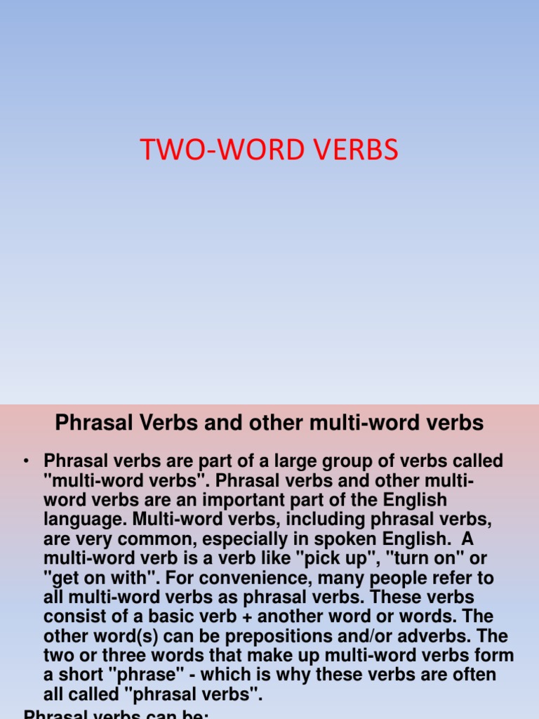 Two word verbs verb phrase