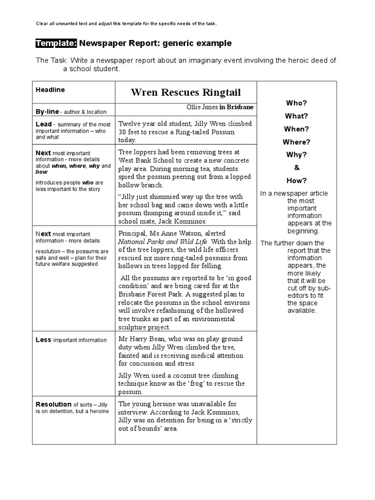 Newspaper Report Template PDF Newspaper And Magazine